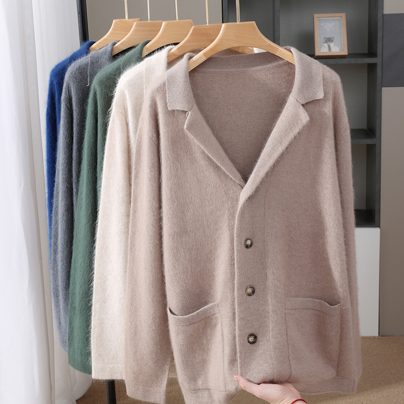 New Mink Wool Cardigan Men's P - Wool Coat Peacoat 评论和价格