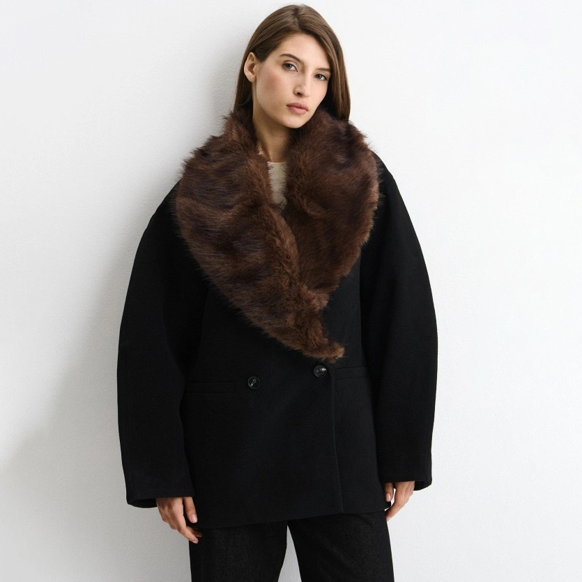 Women Oversized Double Breaste - Wool Coat Peacoat 评论和价格