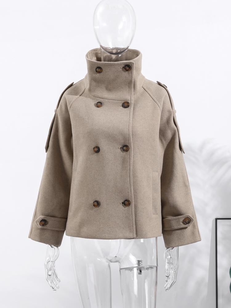 Fashion Women's Stand Collar C - Wool Coat Peacoat 评论和价格